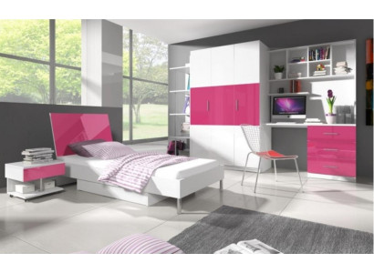 Betten Modernes Kinderbett Jugendbett für Mädchen Holzbett Bett Hochglanz Rosa