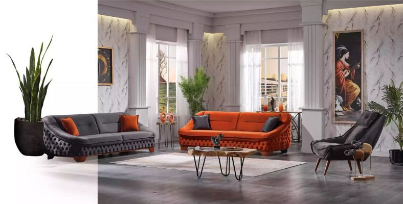 Sofagarnitur 3+3+1 Sitzer Sofas Set Chesterfield Wohnzimmer Komplett 3tlg