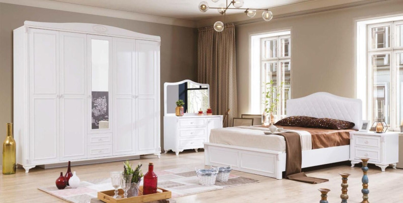 Schlafzimmer Möbel Holz Schrank Kleiderschrank Landhaus Stil Weiß Neu