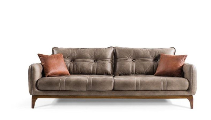 Sofas Couchen Dreisitzer Designer Couch Sofa Polster Möbel Braun Wohnen