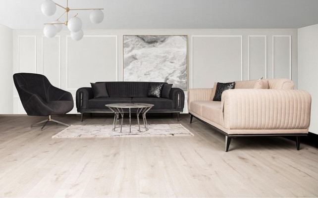 Dreisitzer Couch Polster Einrichtung 3 Sitz Platz Couchen Sofa Schwarz Möbel