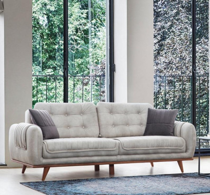 Graue Couch Sofa Wohnzimmer Couchen Polster Möbel Dreisitzer Sofas