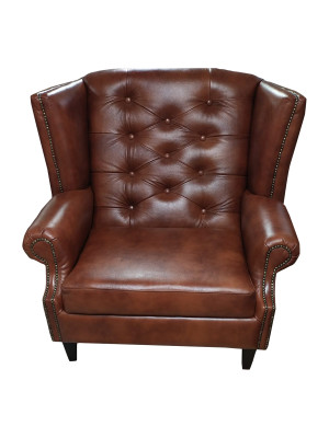 Luxus Ohrensessel Chesterfield Sessel Leder Braun Couch Modern Möbel