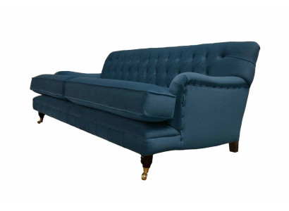 Dreisitzer Couch Polster Design Sofa Blau Sitz Sofas Möbel Chesterfield