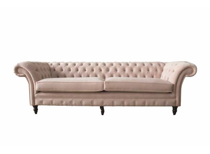 Modern Chesterfield 4 Sitzer Design Sofa Rosa Polstermöbel Sofas Stoff Textil