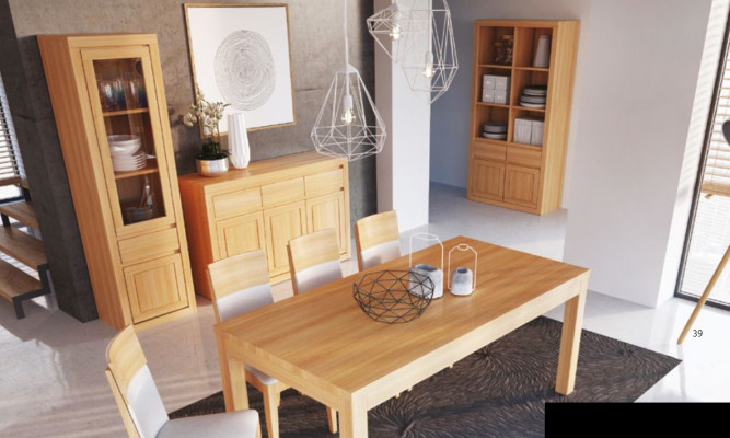 Wohnzimmer Garnitur Gruppe 8tlg. Set Kommode 4 Lehnstühle Vitrine Sideboard Neu