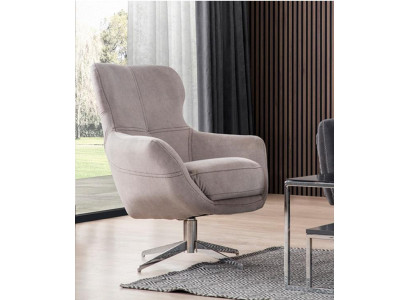 Drehbarer Sessel Relax Club Sofa Einsitzer Couch Polster Möbel Beige