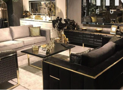 Sofagarnitur 3+3 Sitzer Sofa Sessel Sofas Luxus Garnitur Set Samt Stoff Gruppe