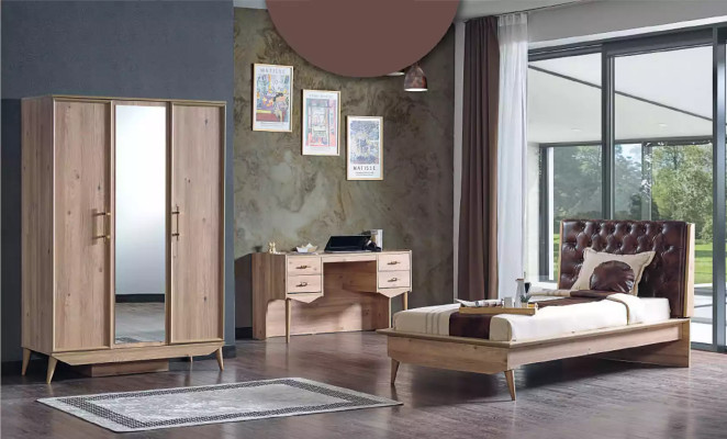 Design Jugendzimmer Schlafzimmer Bett Set Schrank Schreibtisch 3tlg.