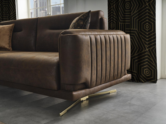 Viersitzer Sofa 4 Sitzer Sofas Kunstleder Braun Wohnzimmer Luxus
