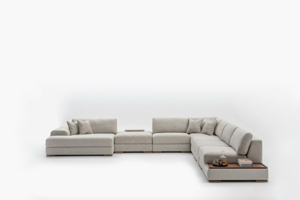 Ecksofa U-Form Möbel Wohnlandschaft Design Grau Polstersofa Eckgarnitur