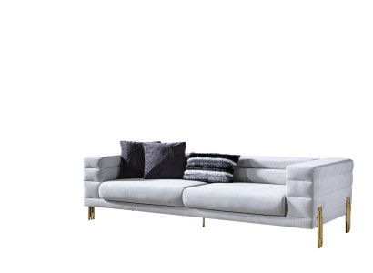 Viersitzer Sofa 4 Sitzer Sofas Stoff Weiß Wohnzimmer Luxus Modern Sitz