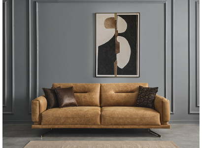 Dreisitzer Sofa 3 Sitzer Sofas Braun Kunstleder Wohnzimmer Luxus Sitz