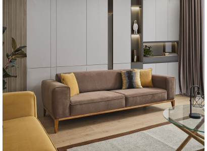 Viersitzer Sofa 4 Sitzer Sofas Stoff Braun Wohnzimmer Luxus Modern