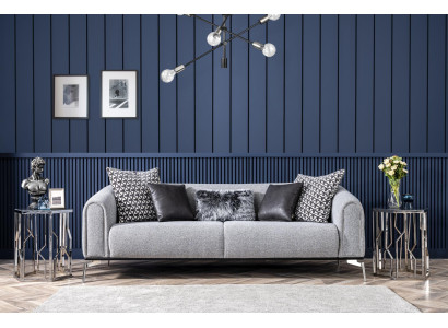 Dreisitzer Sofa 3 Sitzer Sofas Sitz Stoff Grau Wohnzimmer Modern Luxus