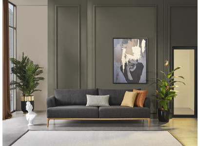 Viersitzer Sofa 4 Sitzer Sofas Modern Design Stoff Polyester Grau Neu