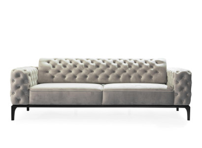 Dreisitzer Sofa 3 Sitzer Sofas Stoff Weiß Wohnzimmer Chesterfield Neu