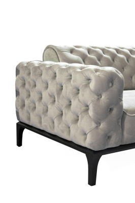 Dreisitzer Sofa 3 Sitzer Sofas Stoff Weiß Wohnzimmer Chesterfield Neu