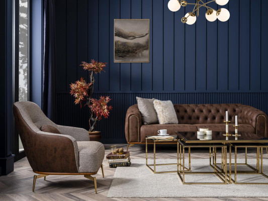 Sessel Ohrensessel Modern Stoff Wohnzimmer Polyester Grau Design Sitz
