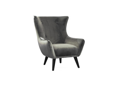 Sessel Ohrensessel Stoff Wohnzimmer Polyester Design Grau Modern Sitz