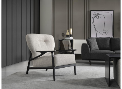 Sessel Ohrensessel Modern Stoff Wohnzimmer Polyester Weiß Design