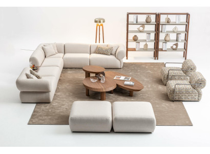 Italienische Stil Möbel Ecksofa Eckcouch Wohnlandschaft Eckgarnitur 5tlg.