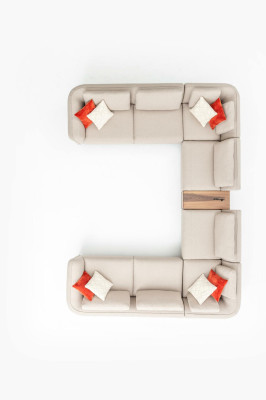 Sofa Beige Wohnzimmer Polstersofa Design Modern Ecksofa U- Form Neu