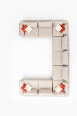 Sofa U- Form Luxus Wohnzimmer Ecksofa Beige Polstersofa Design Modern Stil