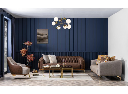 Sofagarnitur Komplette Couchgarnitur Sofa 431 Sitzer Stoff Braun 3tlg