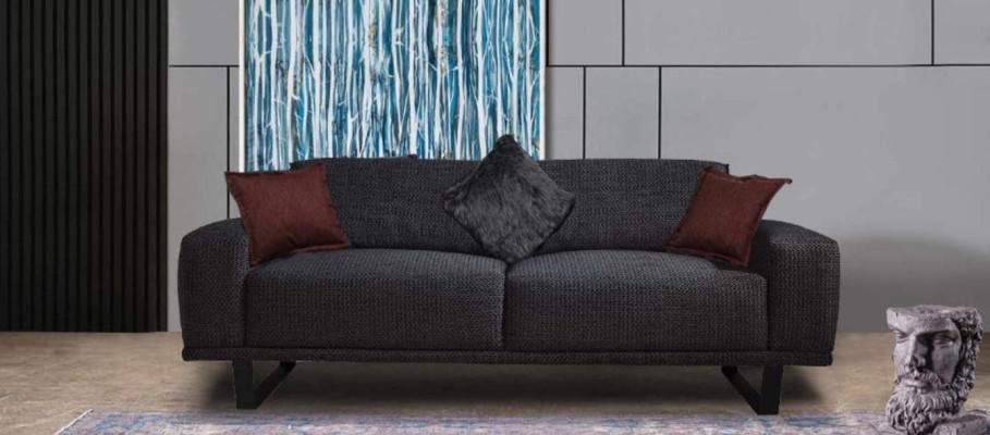 Design Sofa 3 - Sitzer Wohnzimmer Luxus Schwarzer Möbel Couchen Sofas