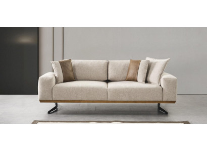 Designer Dreisitzer Sofa Beige Farbe Luxus Möbel in Wohnzimmer 225cm