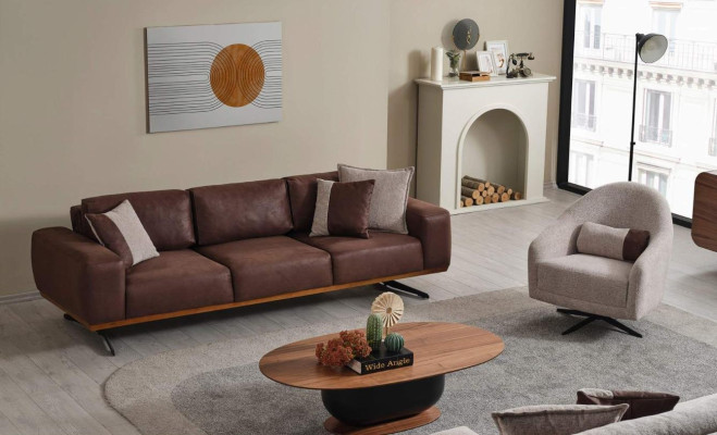 Modern Wohnzimmer set 2tlg. Sofa Sessel 4+1 Sitzer Sofagarnitur Sofas Couchen