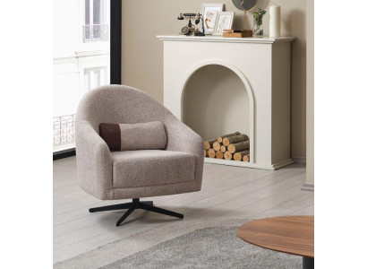 Modern Sessel Grau Lounge Club Wohnzimmer Stil Polsterung Textil Einsitzer