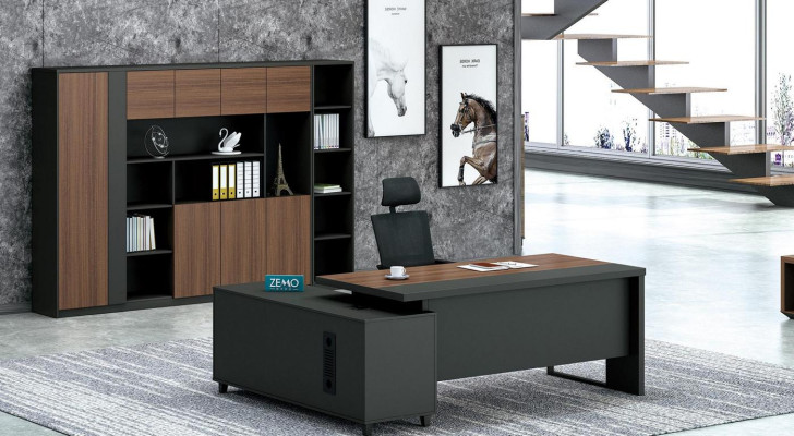 Design Eckschreibtisch Aktenschrank Büro Einrichtung Chef Zimmer Möbel 2tlg.Set
