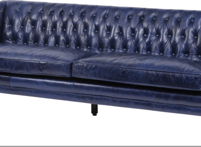Blaue Chesterfield Sofa Couch Polster Stoff Leder Couchen Garnitur 4 Sitzer neu