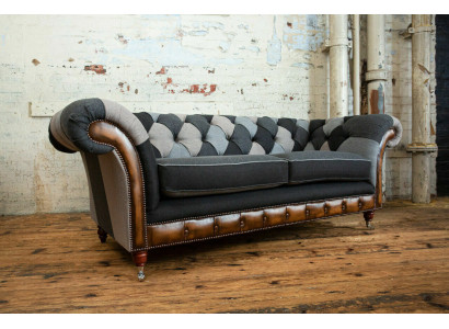 Strapazierfähige Chesterfield Couch Sofa Polster Microfaser Stoff Sitzpolster