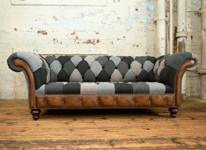 Chesterfield Design Couch 3er Deisitzer Couchen Stoff Sofa Sitz Polster Sofas