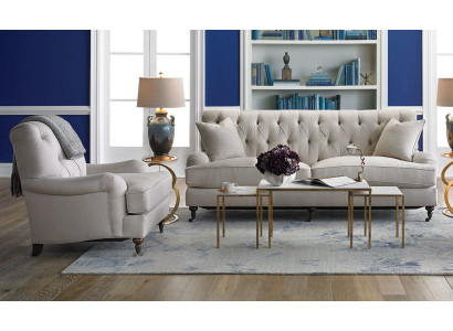 Chesterfield Luxus Sofa Couch Polster Sitz Stoff Garnitur 3+1 Sitzer Couchen