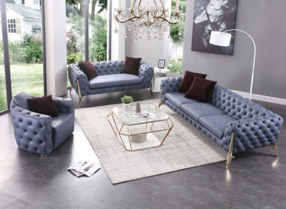 Luxus Hochwertige Sofa Couch Polster Sitz 3+2+1 Garnitur Chesterfield Garnituren