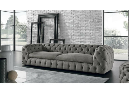 Klassische Dreisitzer Couch Sofa Polster 3 Sitzer Stoff Stoffsofa Chesterfield