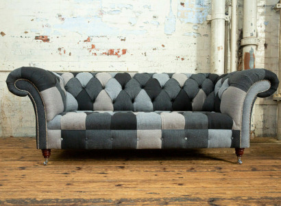 Sofa 3 Sitzer Couch design Chesterfield Sitz Garnitur Leder Textil Polster Neu