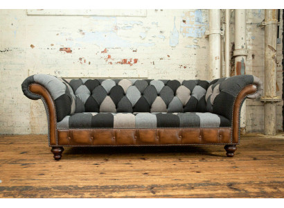 Chesterfield Textil Sofa 3 Sitzer Sofa Polster Sofas Design Luxus Stoffsofas New