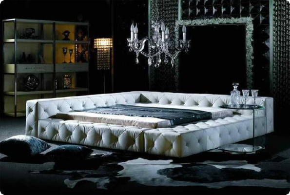 Designer Chesterfield Luxus Wasserbett Bett Betten Komplett System 