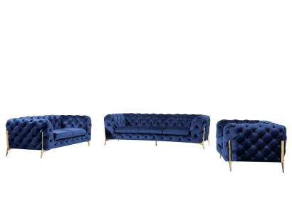 Luxus Hochwertige Sofa Couch Polster Sitz 3+2+1 Garnitur Deko Chesterfield