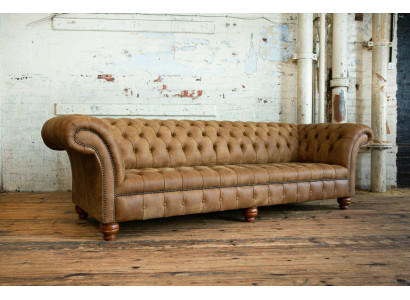 Chesterfield Braune Couch Sofa Polster 4 Sitzer Couchen Sitz Garnitur