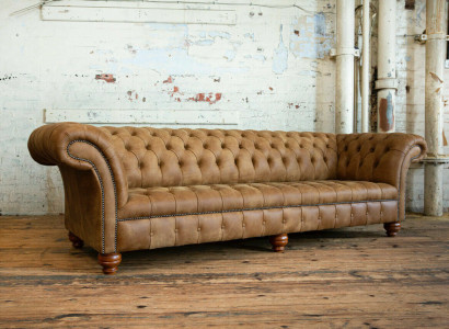 Chesterfield Braune Couch Sofa Polster 4 Sitzer Couchen Sitz Garnitur