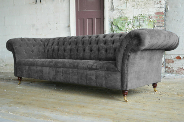 Dreisitzer Chesterfield Graue Couch Polster Sofas Moderne Couchen