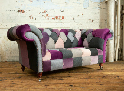 Chesterfield 2 Sitzer Sofa Textil Couch Polster Design Bunt Sofas
