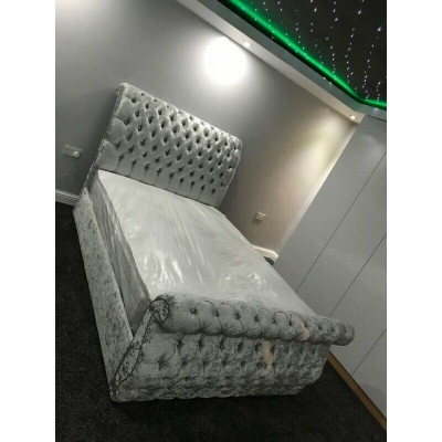 Samt Velvet Chesterfield Design Bett Klassisches Bettgestell Polster Betten Neu