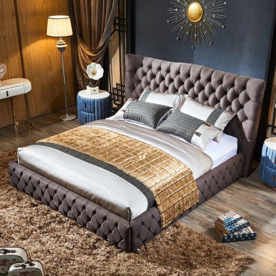 Chesterfield Big Bett Großer Kopfteil Ohren Betten Polster Doppelbett